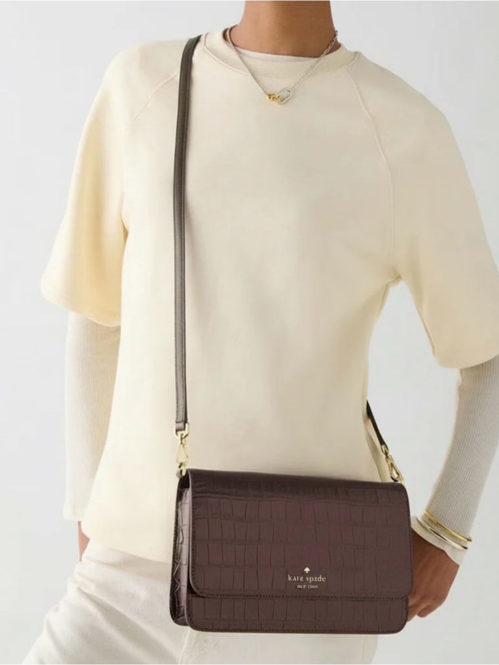 Spade New York Madison Croc Embossed Willow Medium Crossbody $329